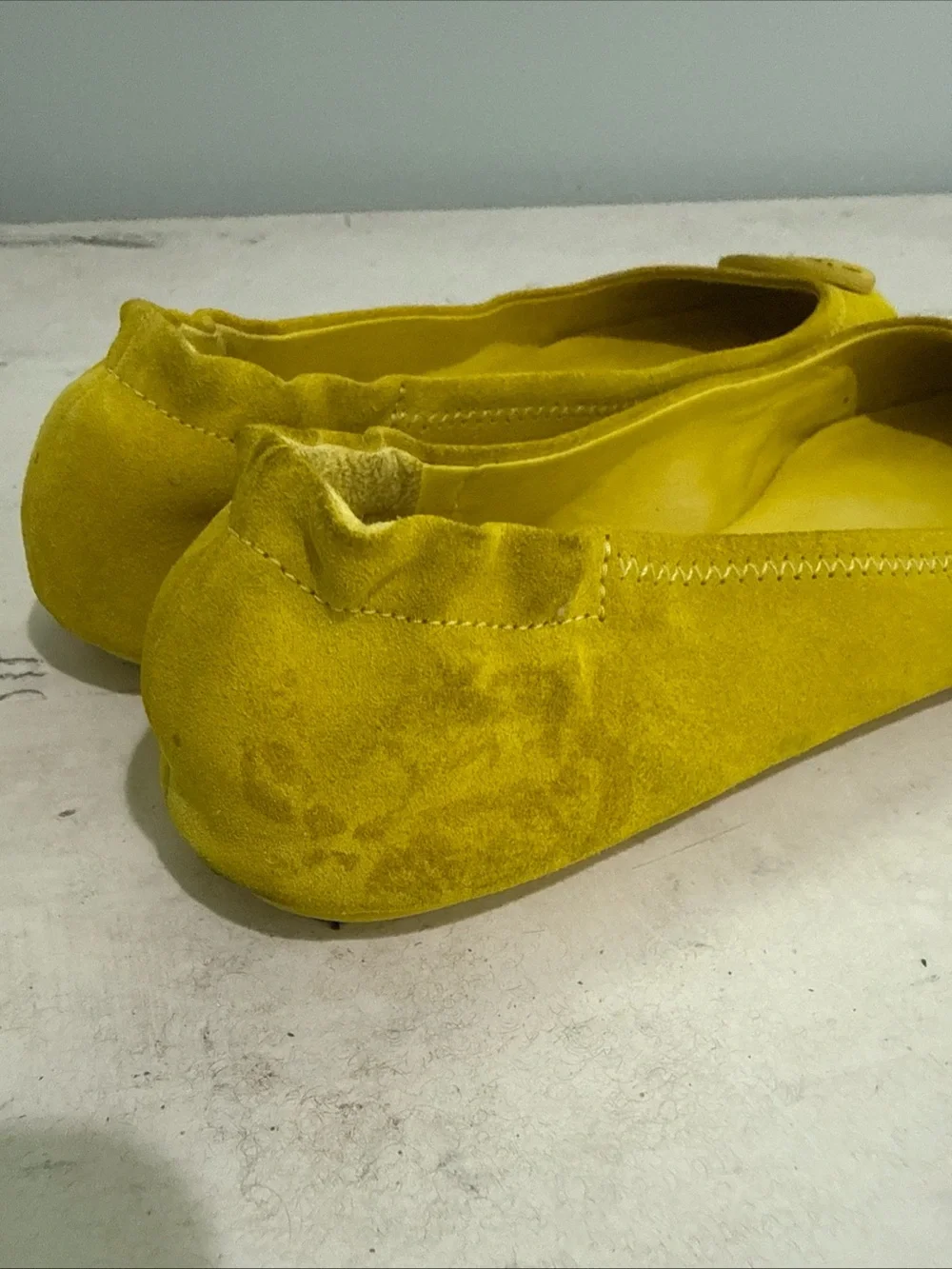 Tory Burch Canary Yellow Leather Minnie Travel Ballet Flats - Sz. 8
